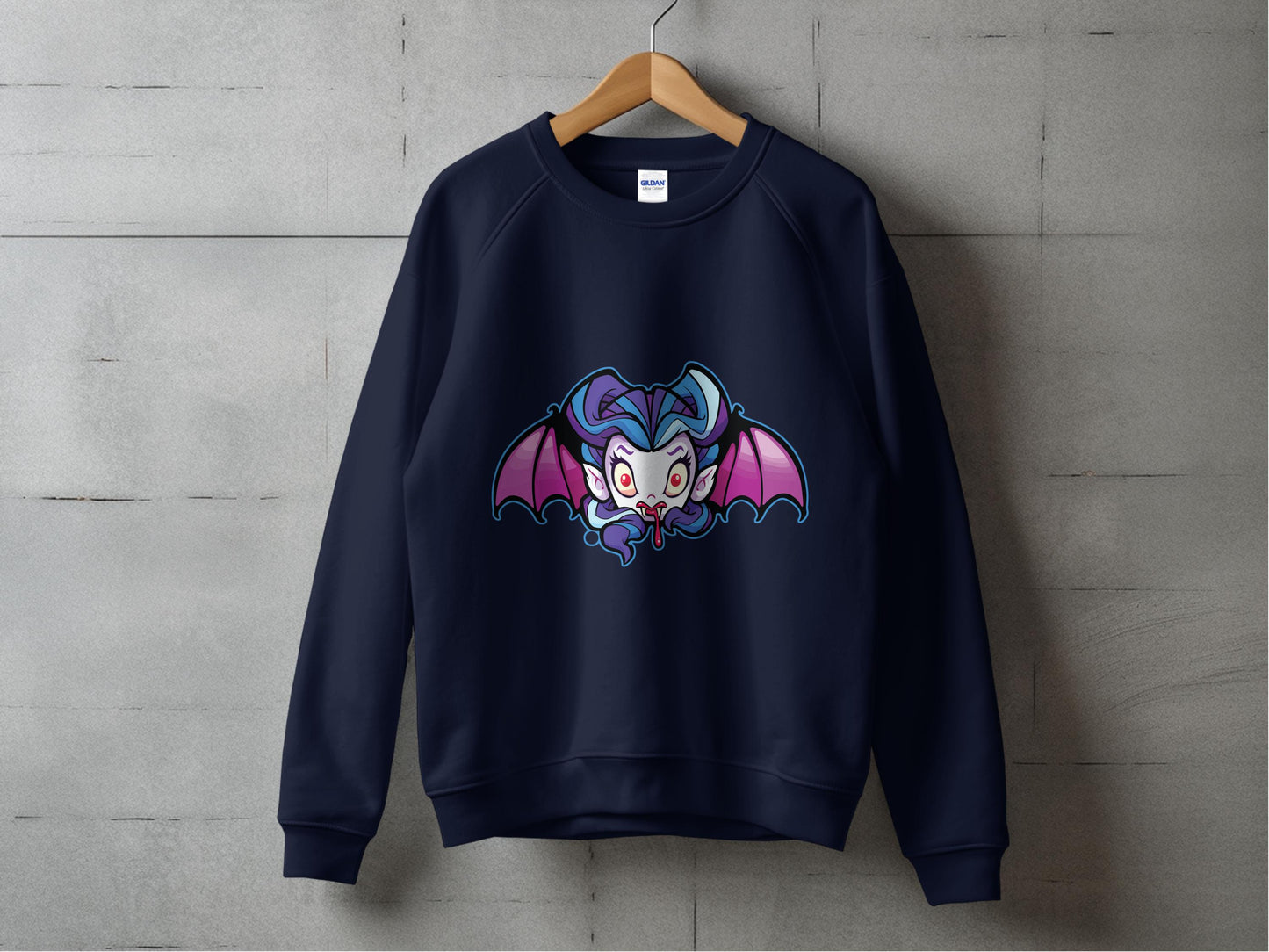 Blue Sweatshirt with Cartoon Bat Design product type
