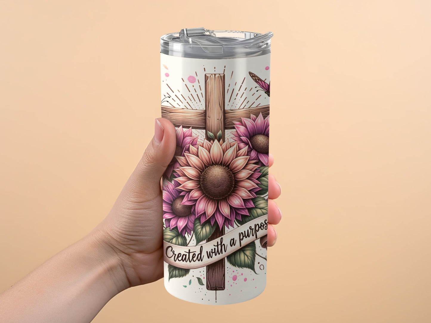 Created with a purpose floral tumbler product