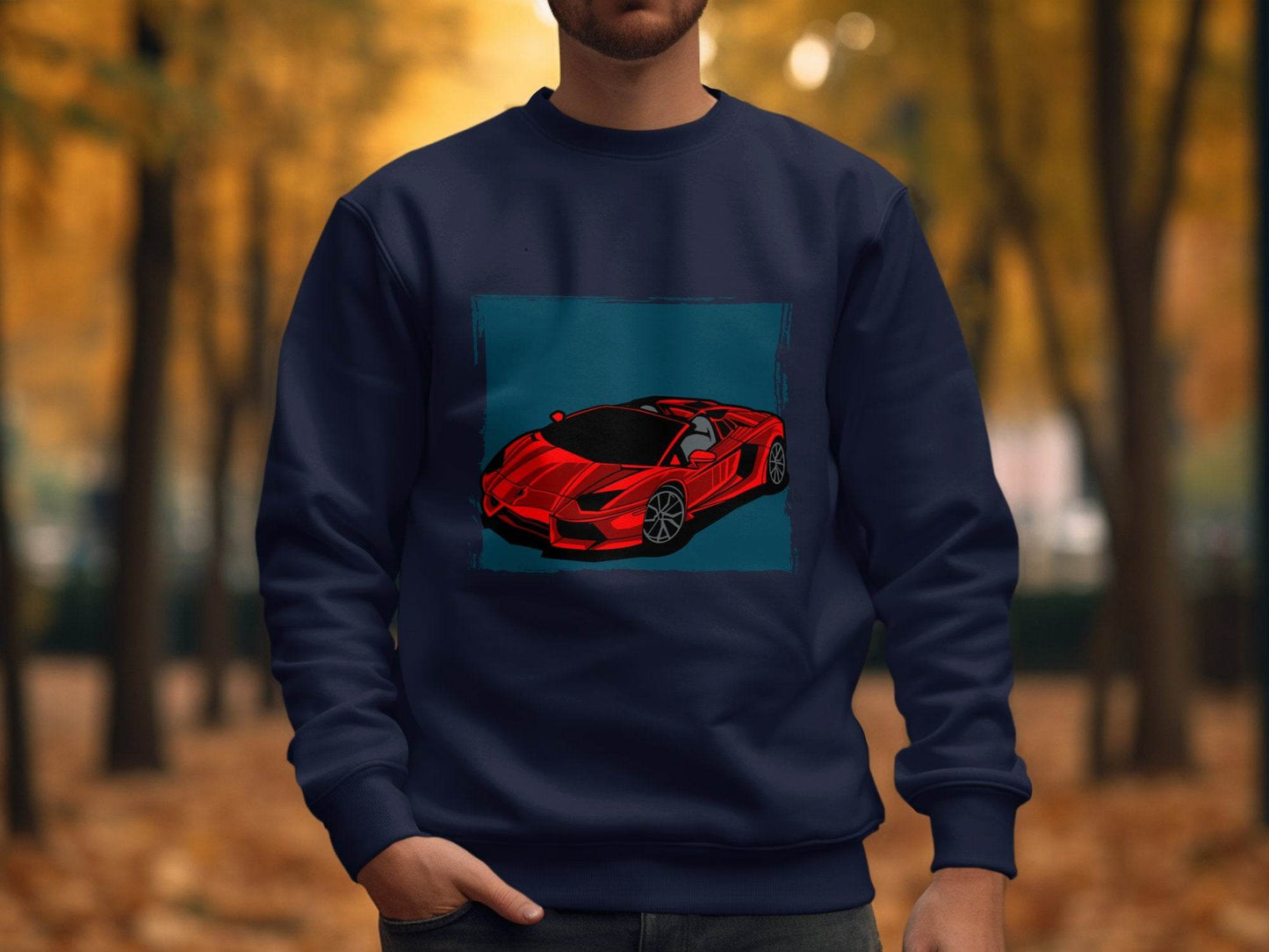 Bold Red Supercar Print Graphic Sweater - Design & Vybe