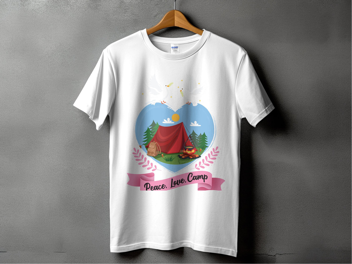 Peace Love Camp Design Heart Shaped Graphic T-Shirt product type