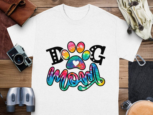Dog Mom Paw Print Tie Dye Style Cute Graphic Design T-Shirt - Design & Vybe
