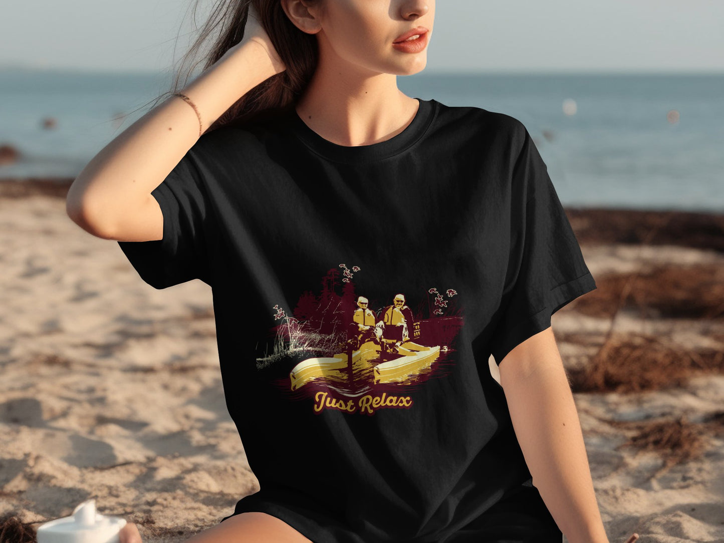 Just Relax Graphic Beach Scene Tee product type
