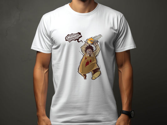 Horror Movie Villain with Chainsaw Illustration T-Shirt - Design & Vybe