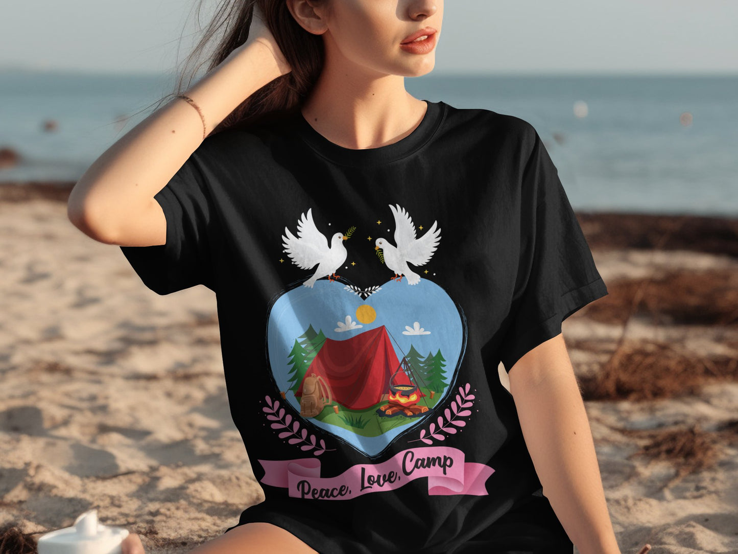 Peace Love Camp Dove Heart Design T-shirt product type