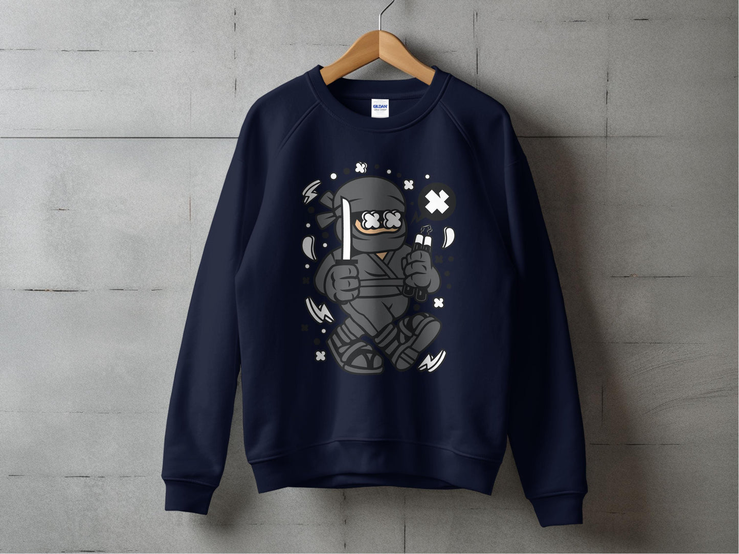 Cozy Ninja Graphic Print Long Sleeve Pullover product