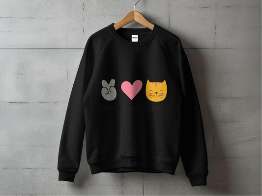 Peace Love Cats Graphic Design Sweater - Design & Vybe