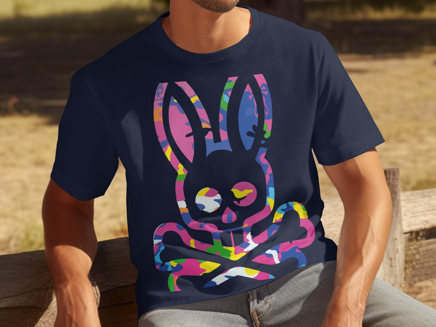 Colorful Skull Bunny Graphic T-Shirt - Design & Vybe