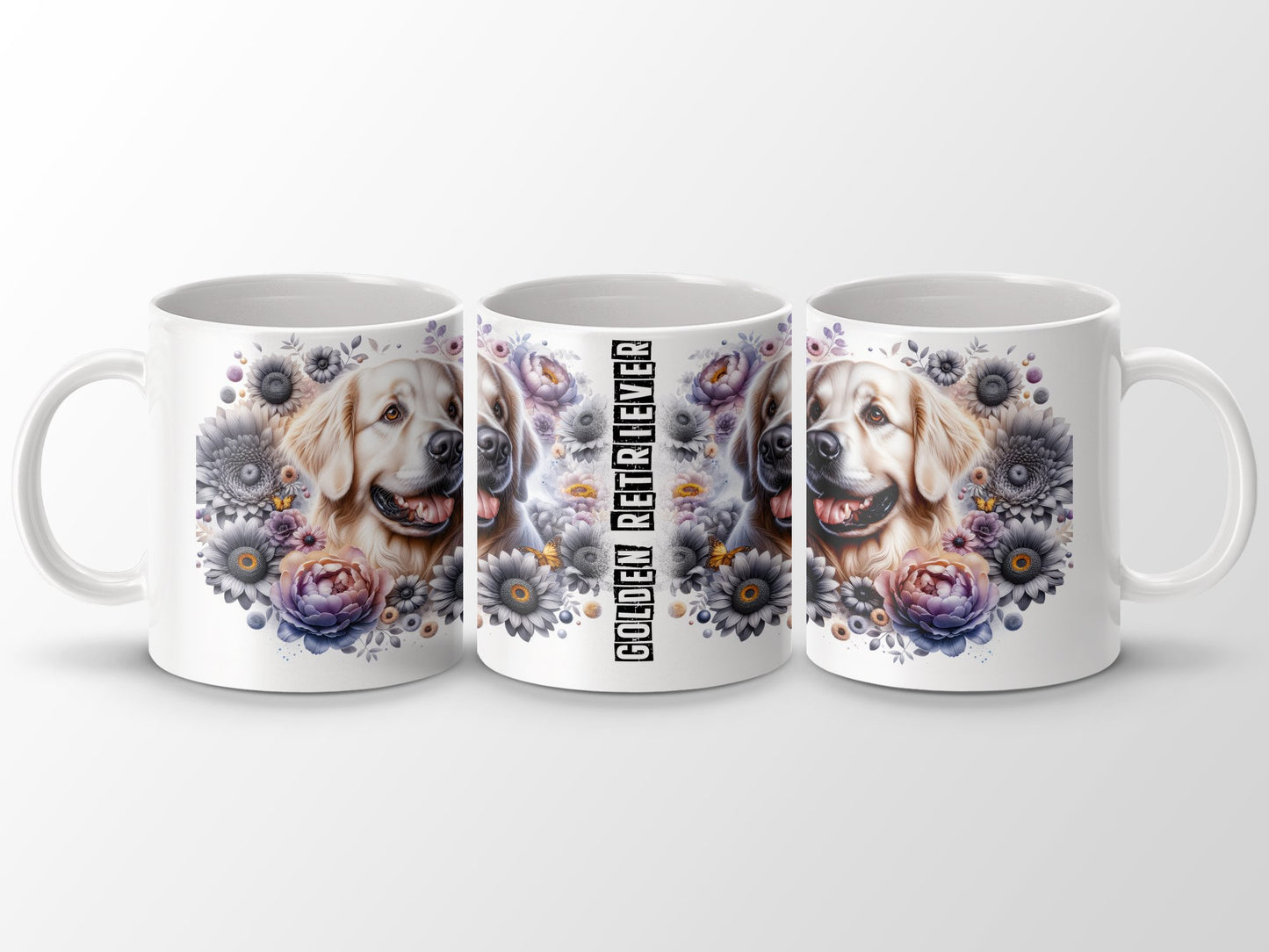 Adorable Golden Retriever Flower Design Mug product