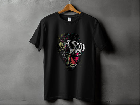 Funky Gorilla with Shades and Headphones T-Shirt - Design & Vybe