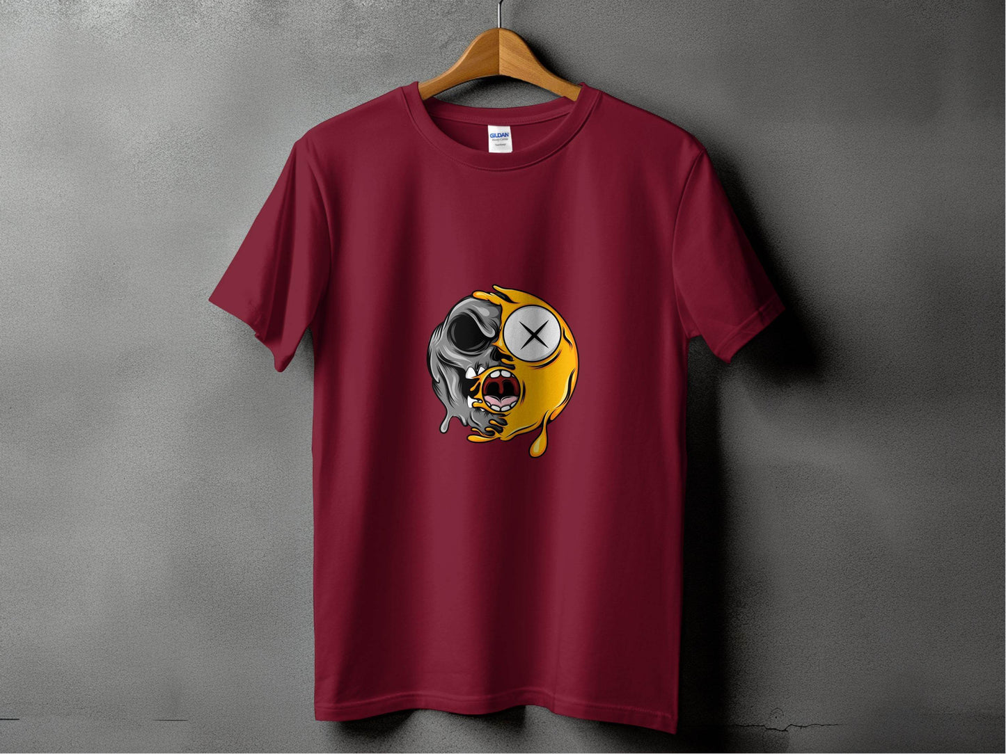 Melting Emoji into Skull Design Cool Graphic T-Shirt - Design & Vybe