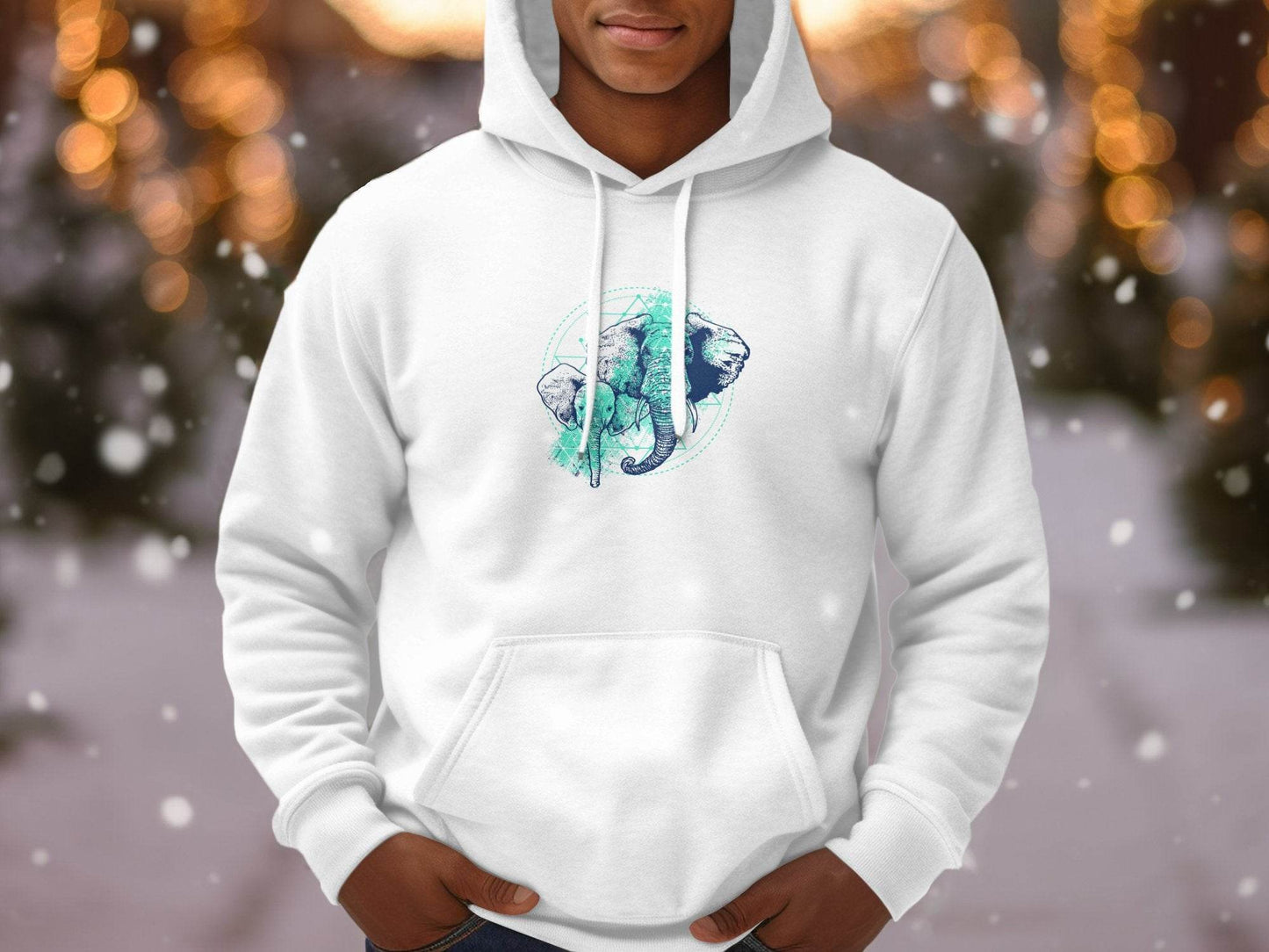 Stunning Elephant Graphic Blue Nature Design Hoodie - Design & Vybe