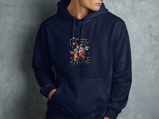 I Need Space Astronaut Riding Rocket Graphic Novelty Hoodie - Design & Vybe