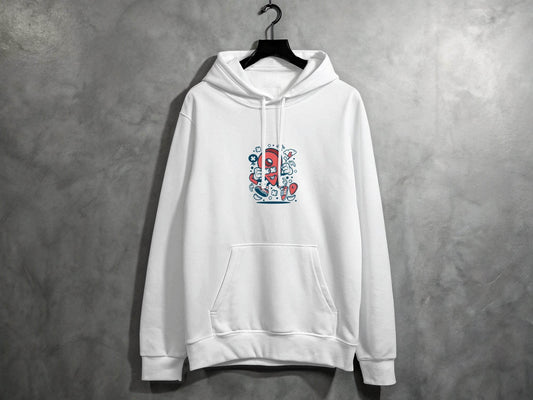 Fun Cartoon Location Pin Graphic Hoodie - Design & Vybe