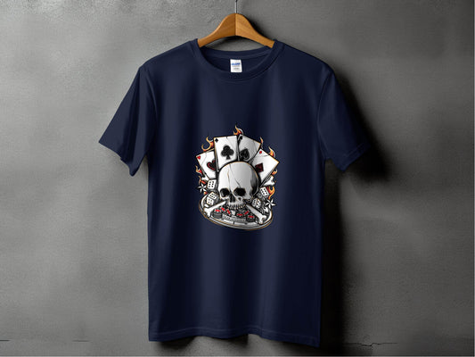 Skull and Gambling Illustration Graphic Design T-Shirt - Design & Vybe