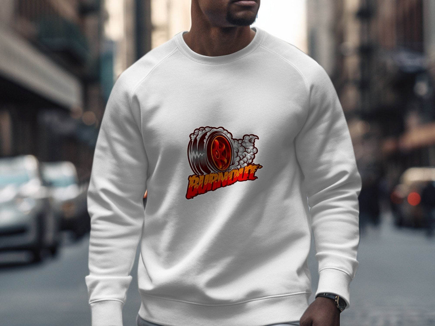 Burnout Tire Smoke Flames Powerful Design Graphic Sweater - Design & Vybe