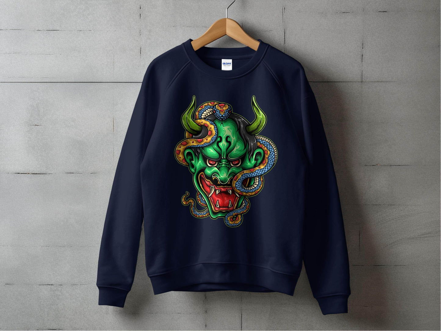 Bizarre Demon Face with Snake Design Horror Sweater - Design & Vybe