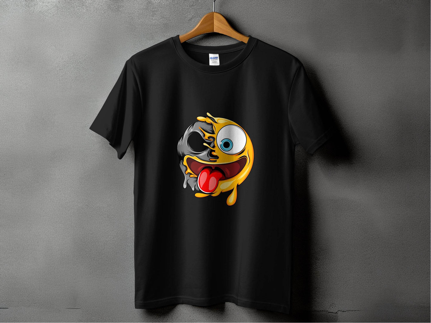 Skull And Emoji Face Combination Funky Design T-Shirt - Design & Vybe