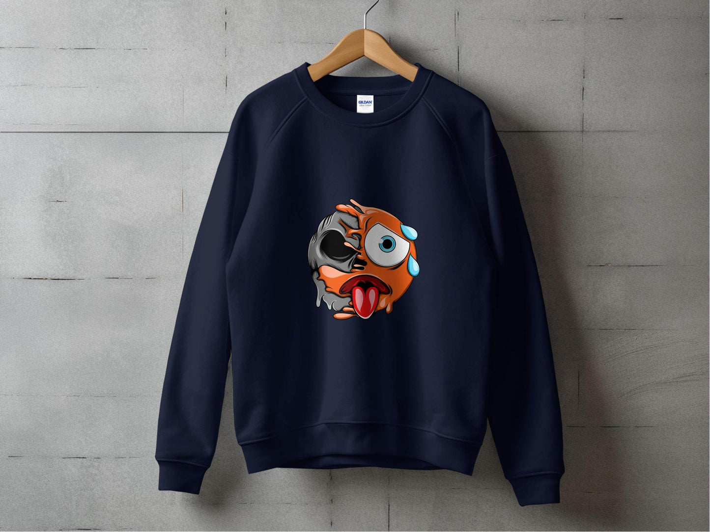Emoji Face Meltdown With Skull Design Graphic Sweater - Design & Vybe