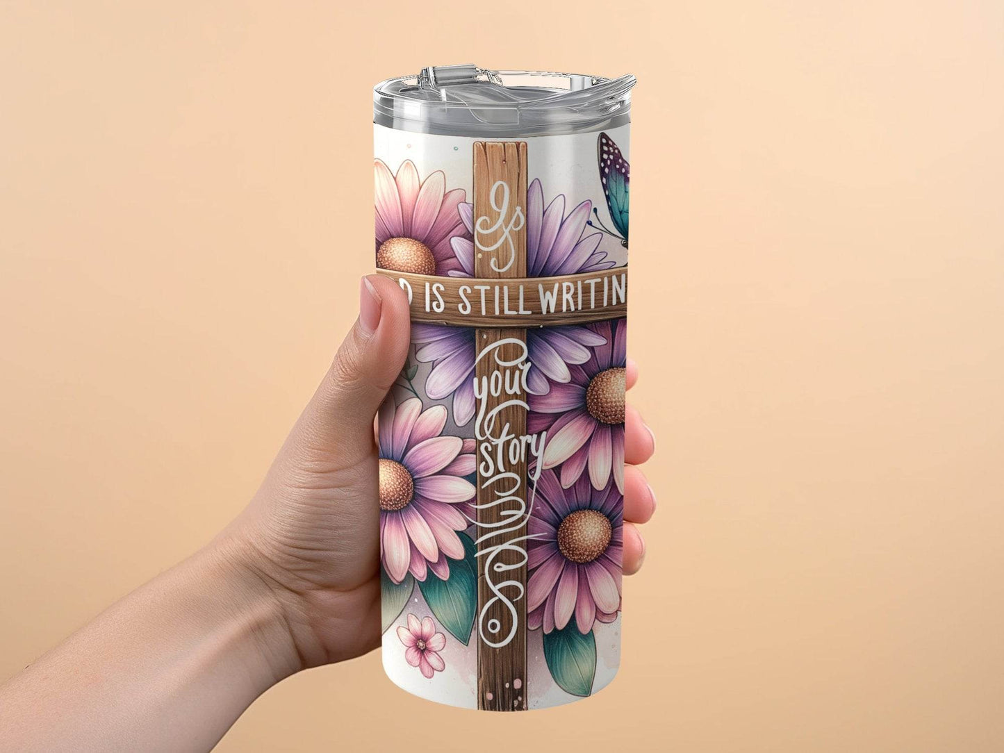 God is Still Writing your Story Floral Butterflies Tumbler - Design & Vybe