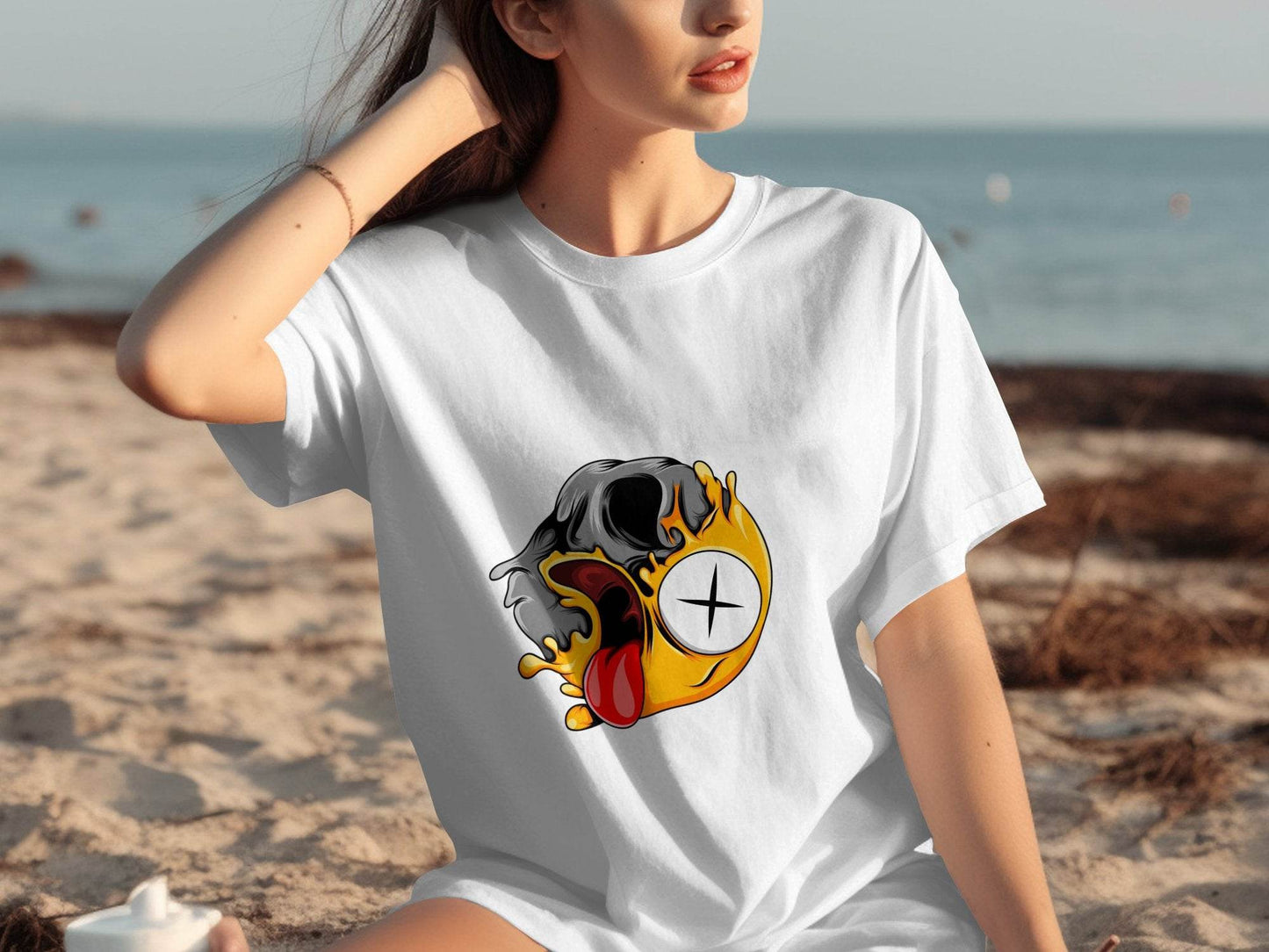 Skull Zombie Emoji Expression Creative Graphic Design T-Shirt - Design & Vybe