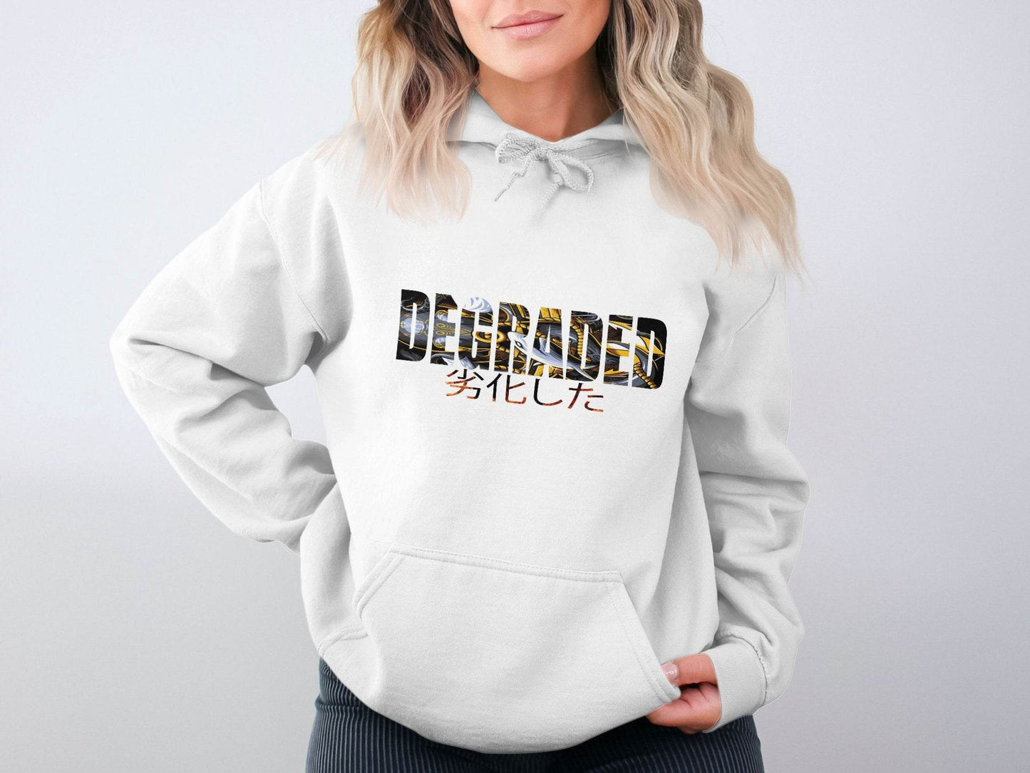 Degraded Graphic With Japanese Text Design Hoodie - Design & Vybe