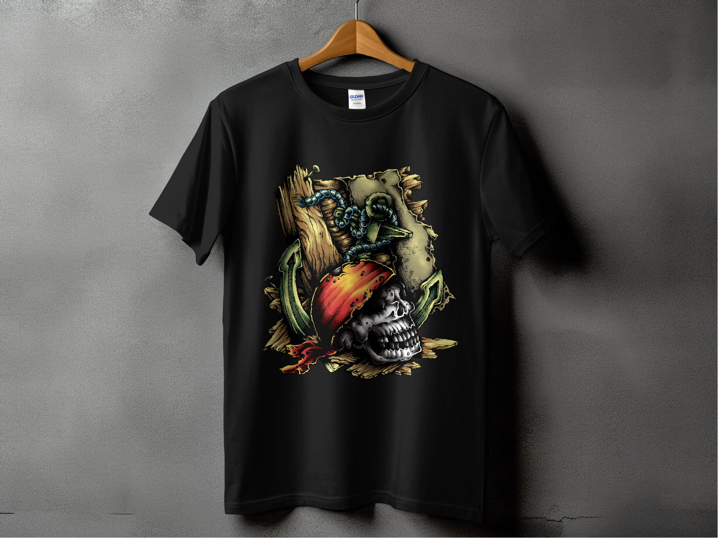 Skull and Parrot Graphic Men's T-shirt product