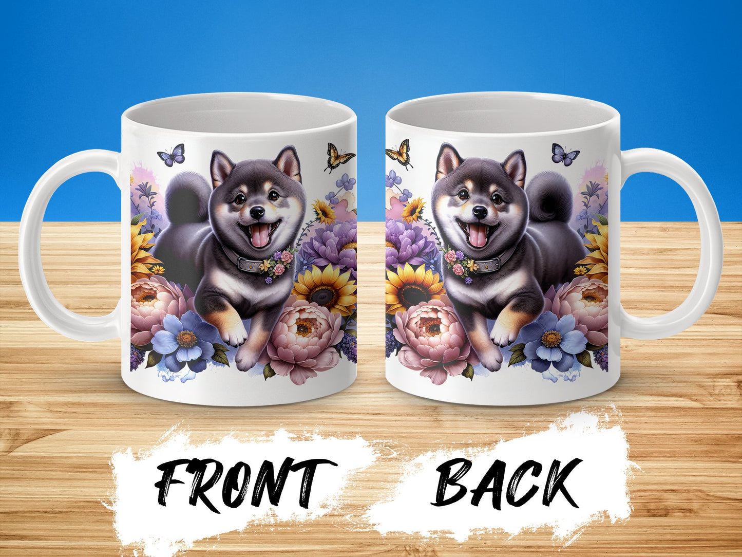 Shiba Inu Dog Art Coffee Mug Colorful Floral Product
