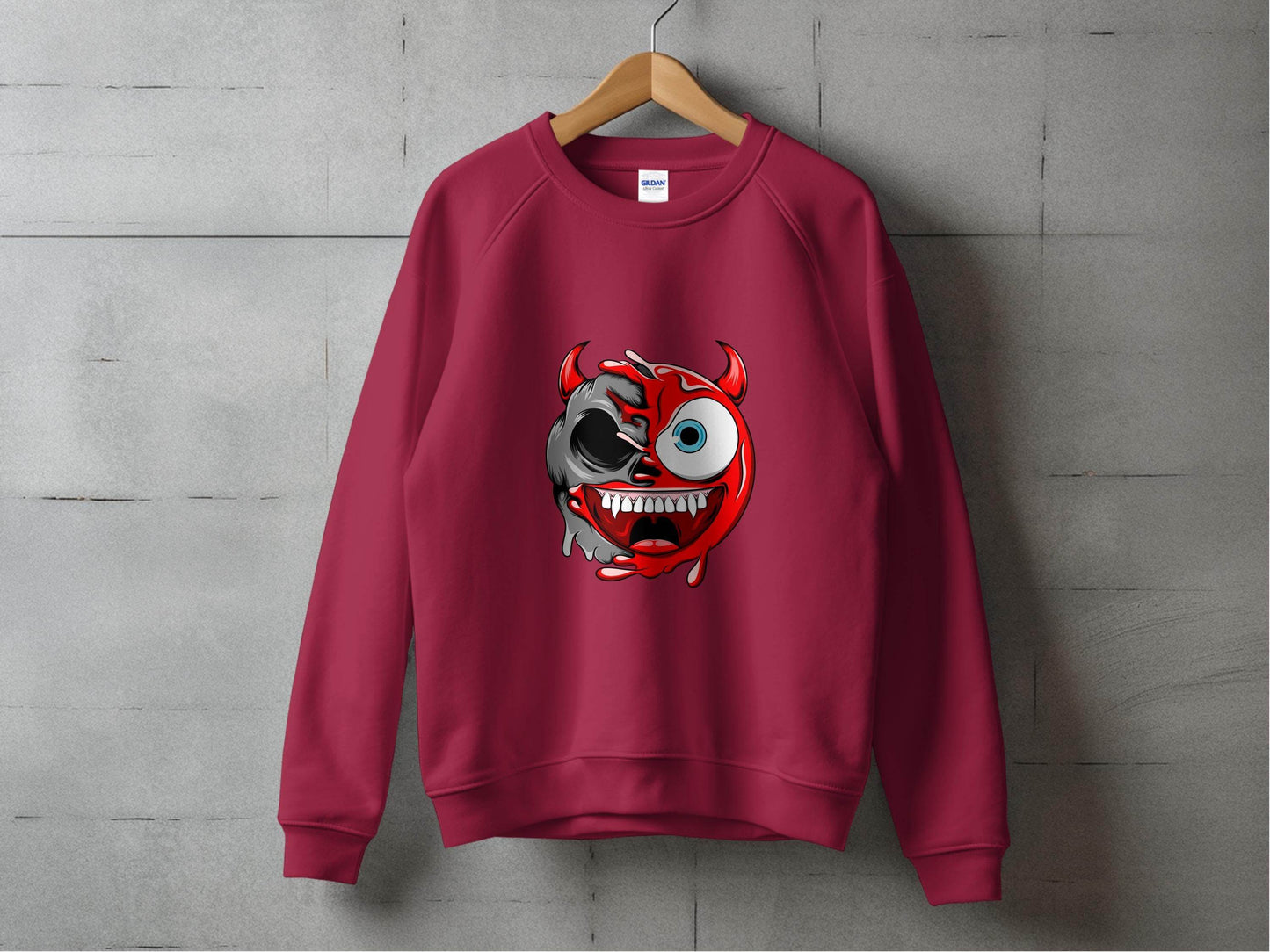 Half Skull Half Devil Smiling Face Design Art Sweater - Design & Vybe