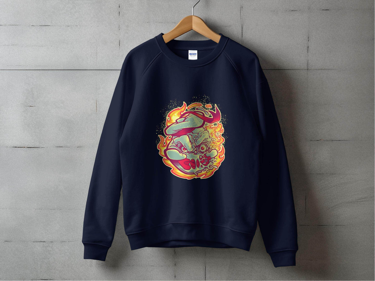 Burning Undead Creature in Flames Graphic Design Sweater - Design & Vybe