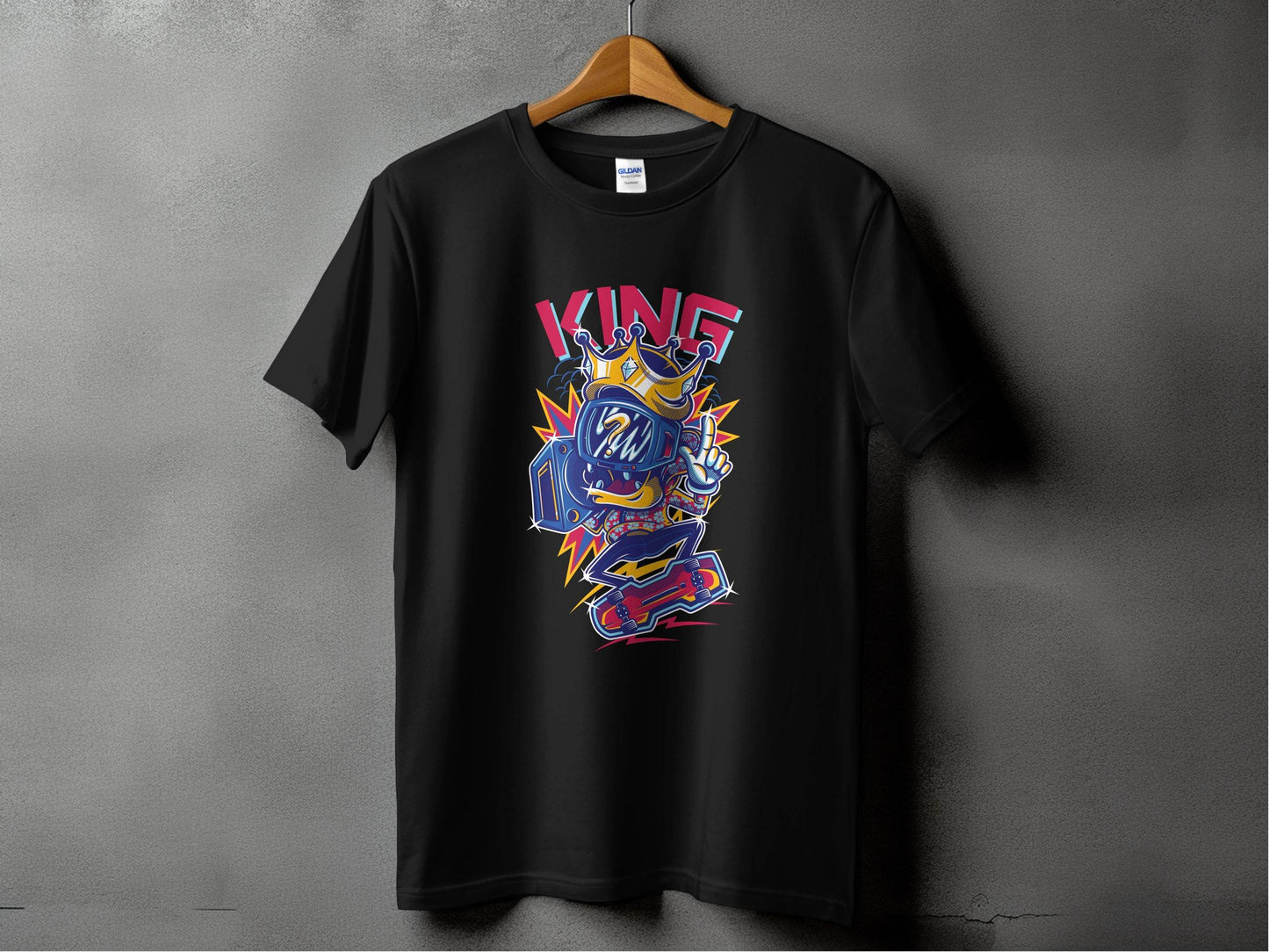 King Skater With Question Mark Head Retro Design T-Shirt - Design & Vybe