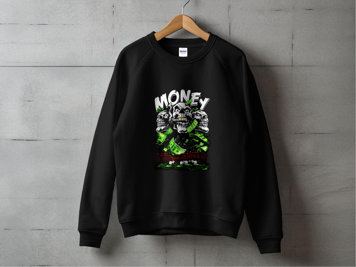 Money Graphic Black Pullover Crewneck Sweatshirt product type