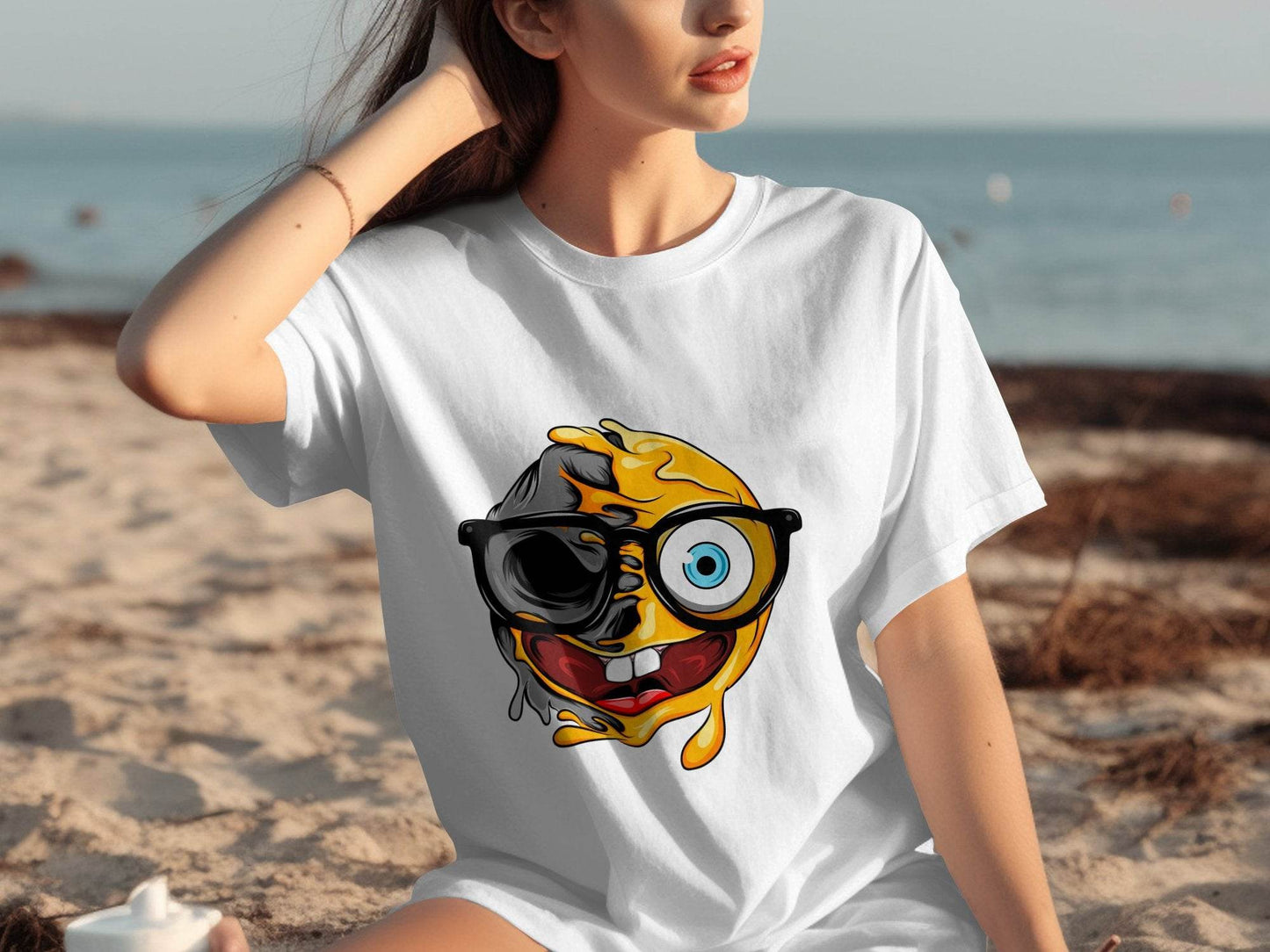 Quirky Smiley Face with Glasses Graphic T-Shirt - Design & Vybe