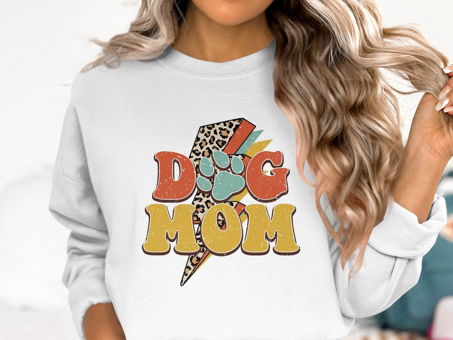 Retro Leopard Dog Mom Paw Print Design Great Gift Sweater - Design & Vybe
