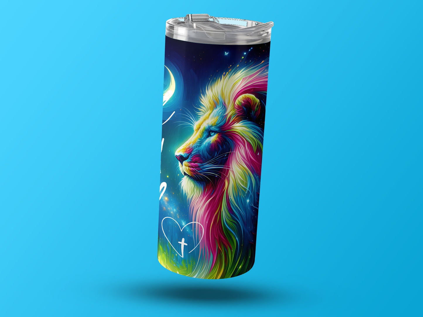 Glowing Lion Artistic Tumbler with Heart Symbol product