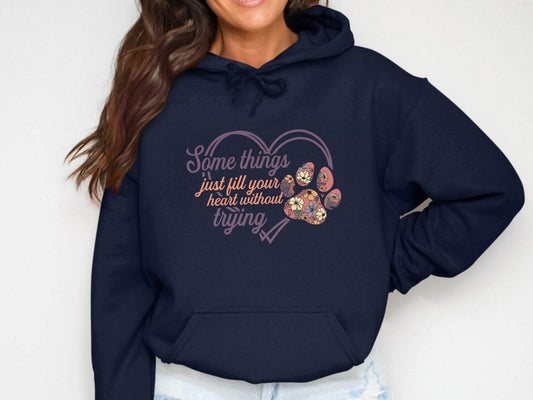 Some Things Fill Heart Without Trying Floral Paw Print Hoodie - Design & Vybe
