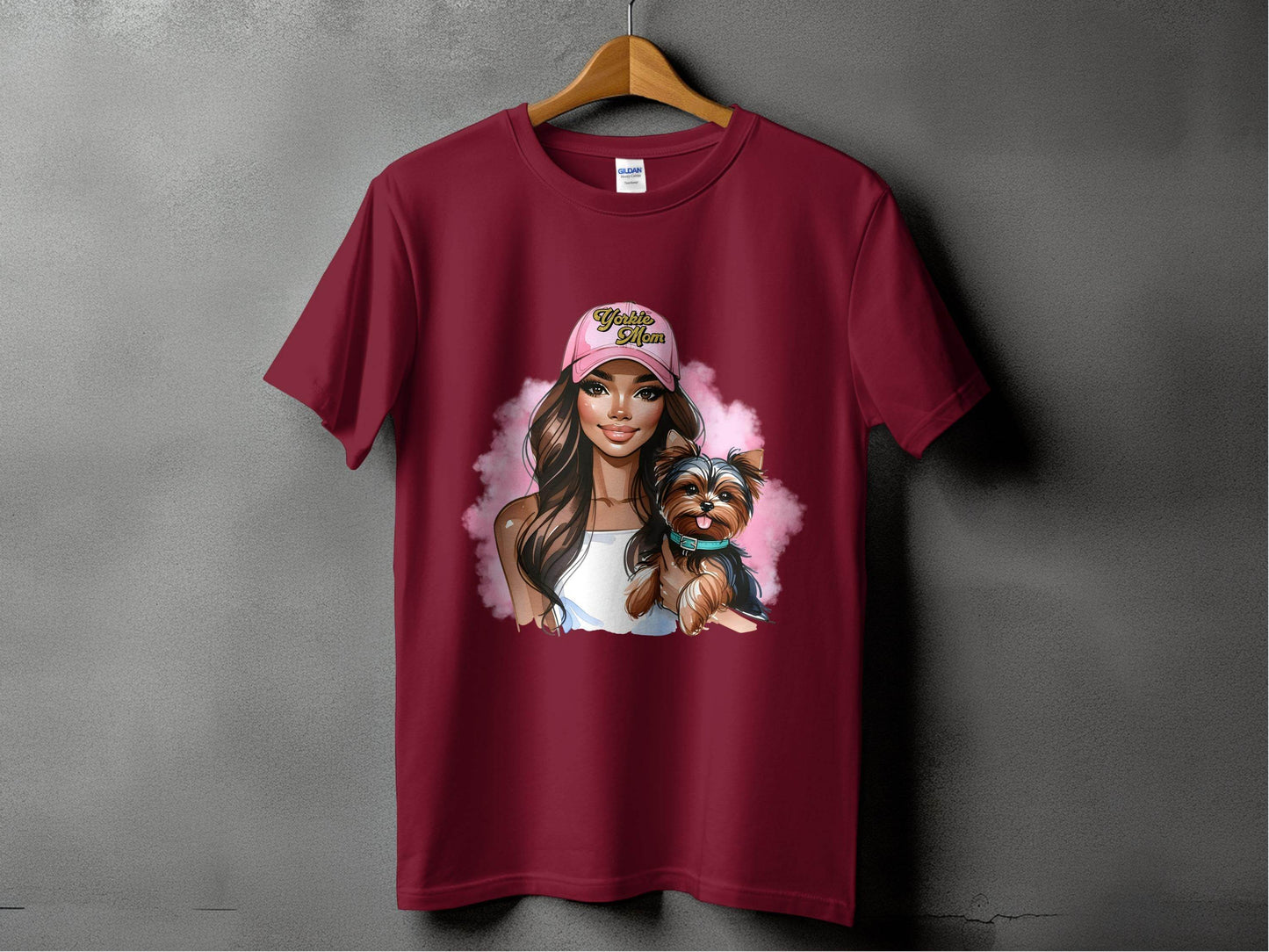 Yorkie Mom Hat with Adorable Dog Illustration T-Shirt - Design & Vybe