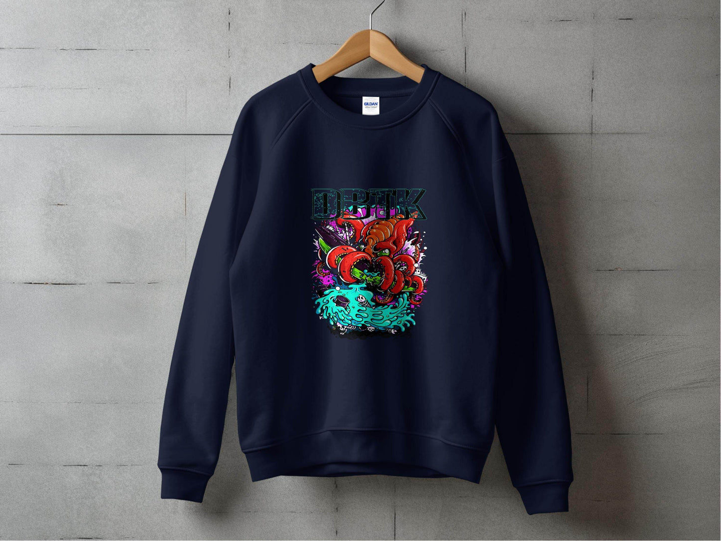 DBTK Octopus Rising with Splashes Graphic Print Sweater - Design & Vybe