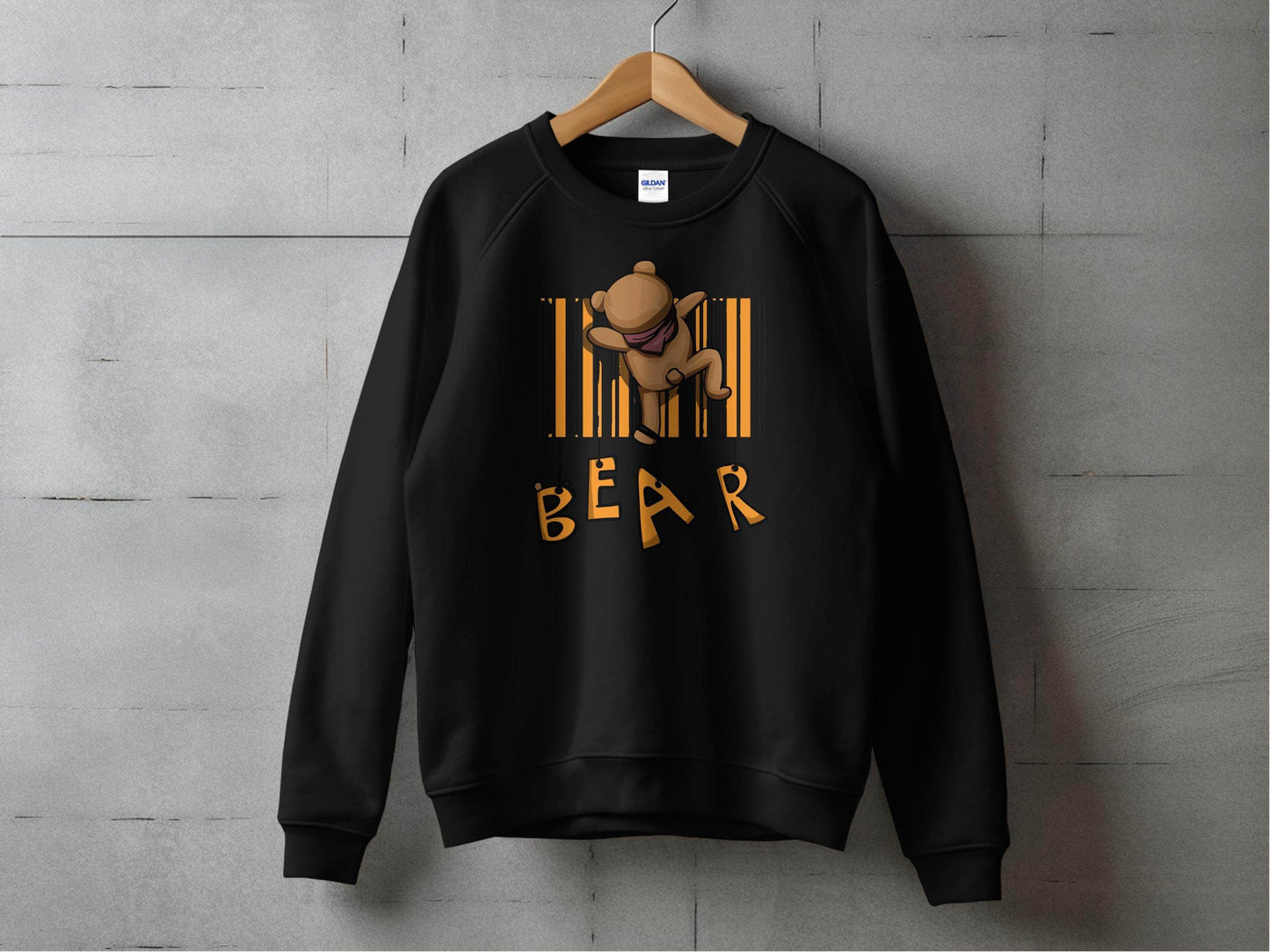 Funny Adorable Cute Bear Climbing Barcode Design Printed Sweater - Design & Vybe