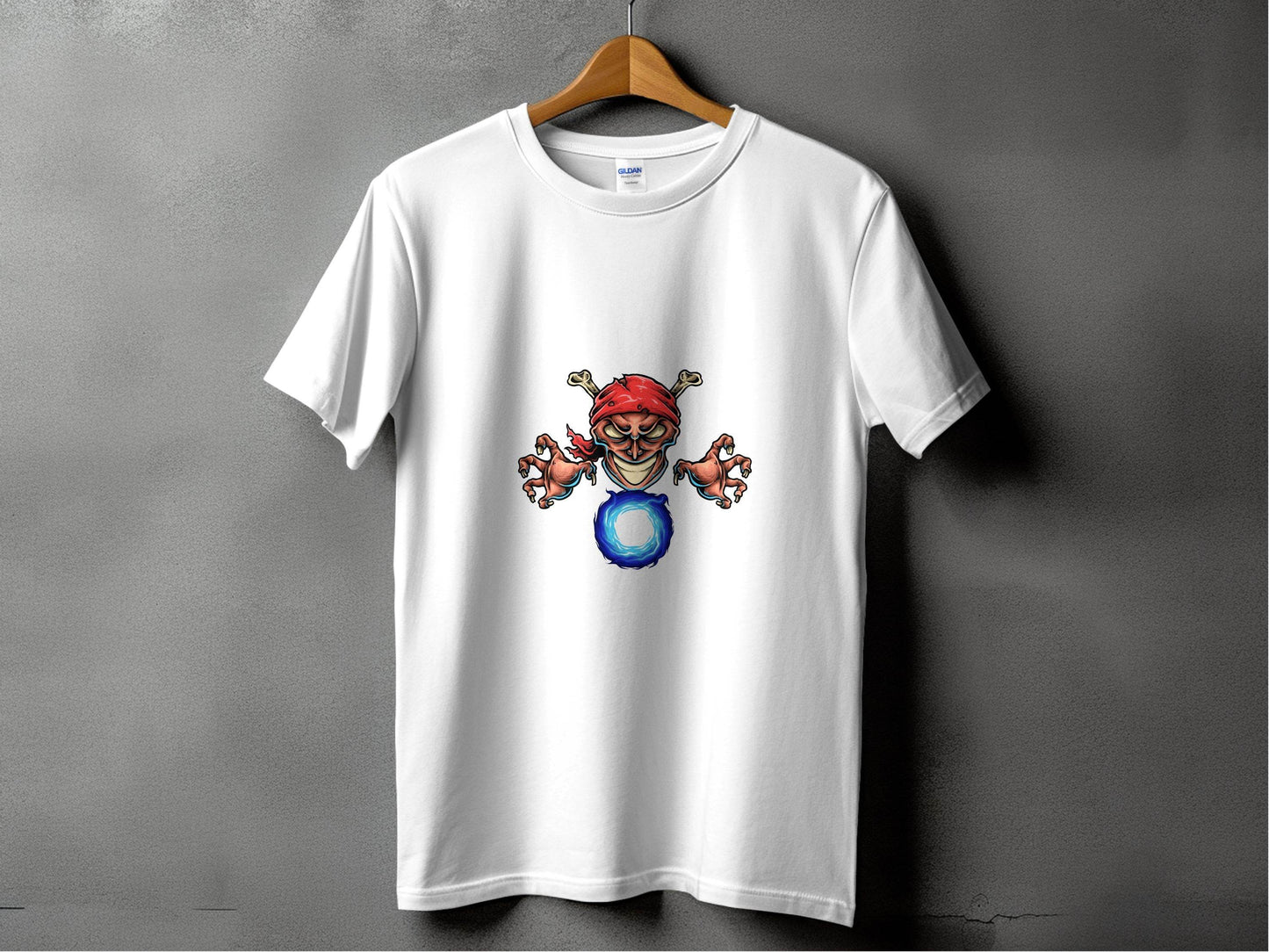Pirate Skull With Claws And Fire Graphic Art T-Shirt - Design & Vybe