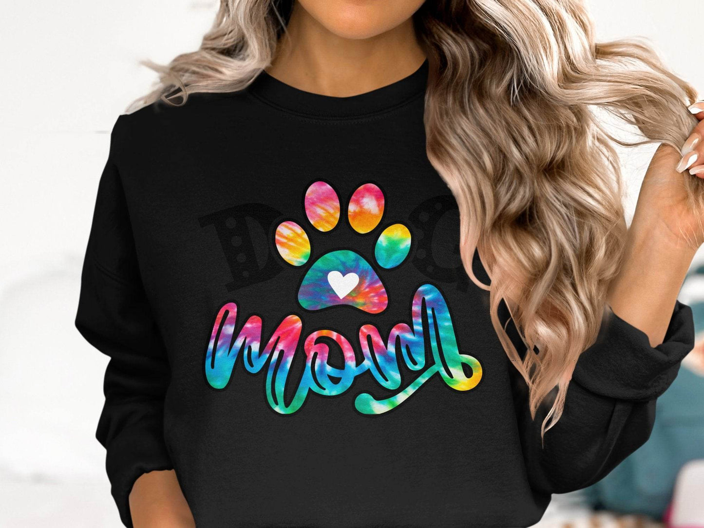 Dog Mom Paw Print Tie Dye Style Cute Graphic Design Sweater - Design & Vybe
