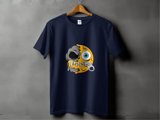 Emoji Half Skull With Zipper Vector Graphic Design T-Shirt - Design & Vybe