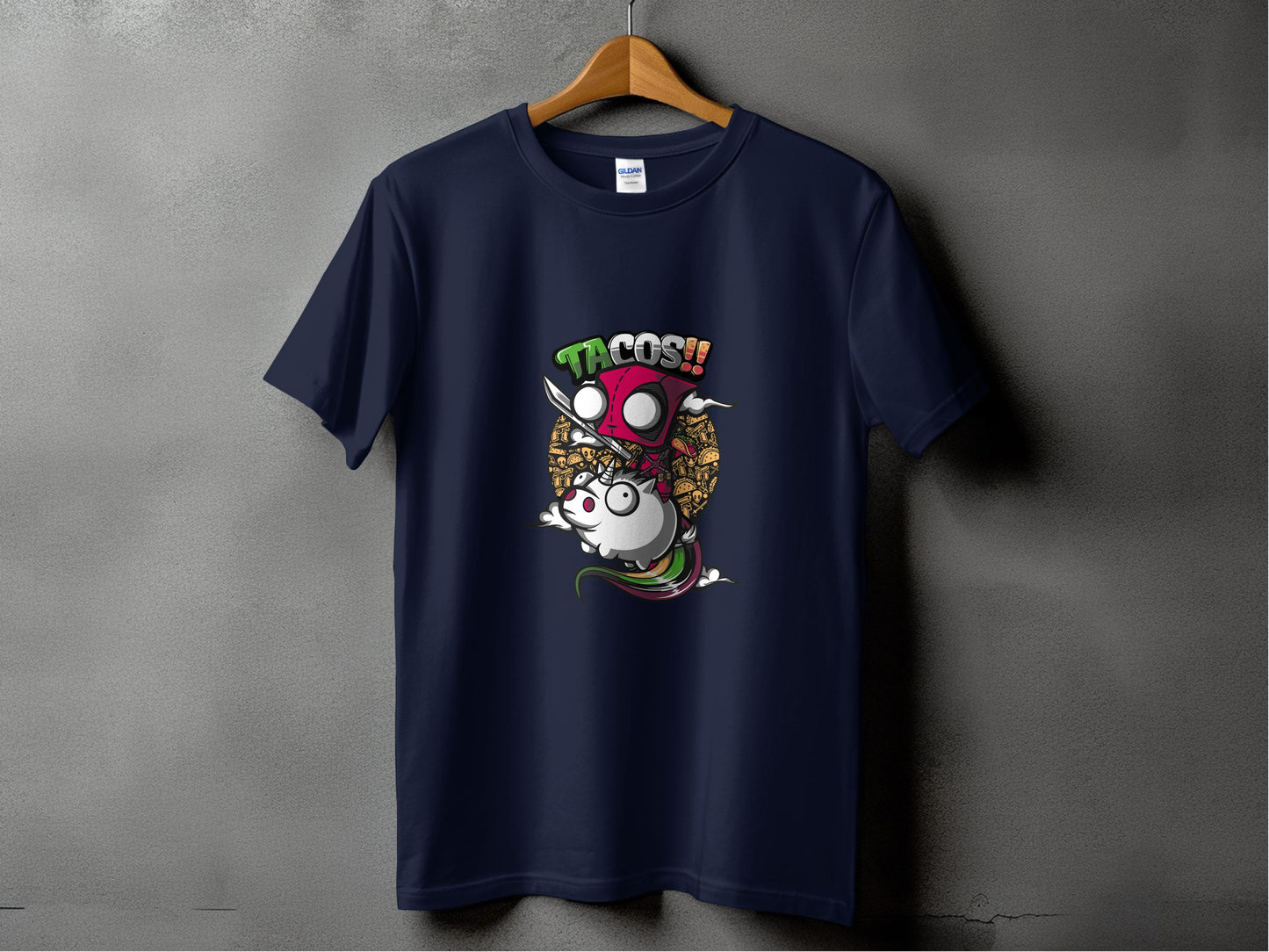 Fun Graphic Tacos Character Navy Blue T-shirt product
