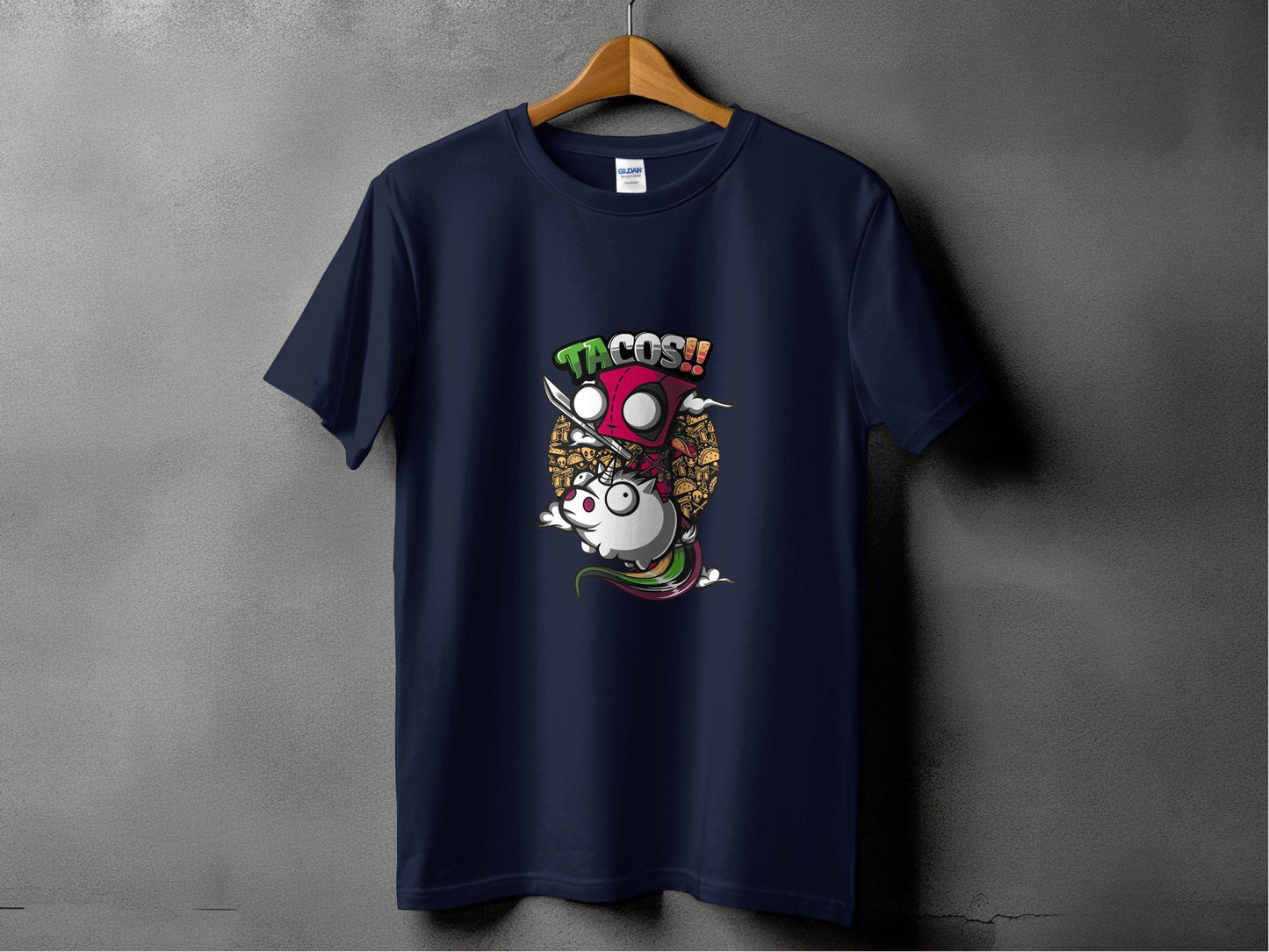Tacos Deadpool on Unicorn Funny Character Design T-Shirt - Design & Vybe