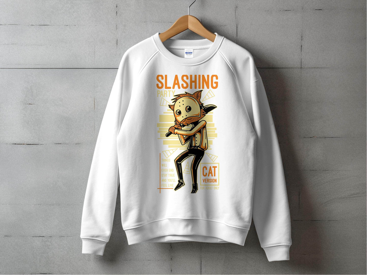 Slashing Party Cat Version for Adult Only Graphic Sweater - Design & Vybe