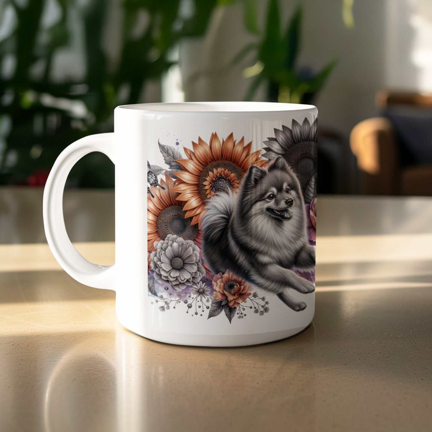 Floral Art Mug with Adorable Dog Design product