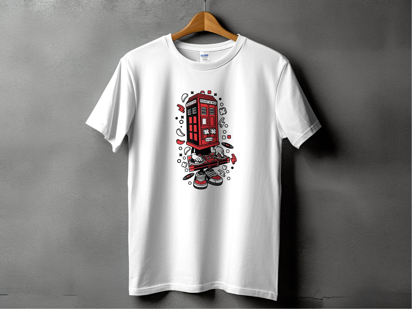 Unique DJ UK Phone Booth Design Graphic T-Shirt - Design & Vybe