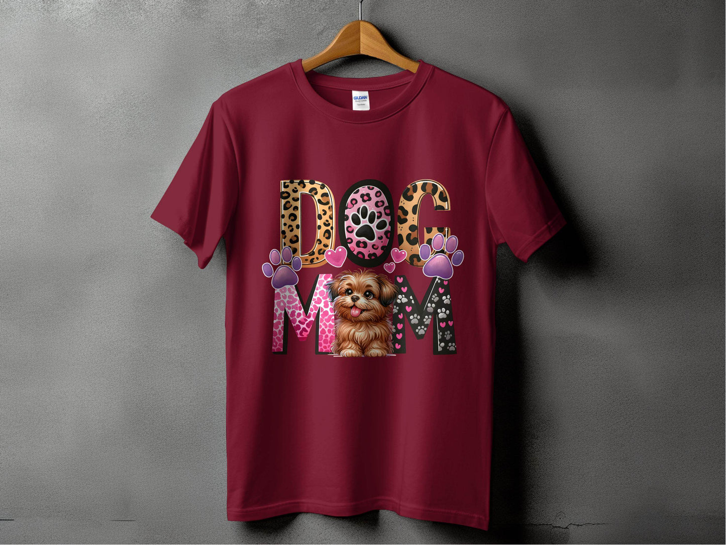 Dog Mom Cute Puppy Hearts Animal Print Design Graphic T-Shirt - Design & Vybe