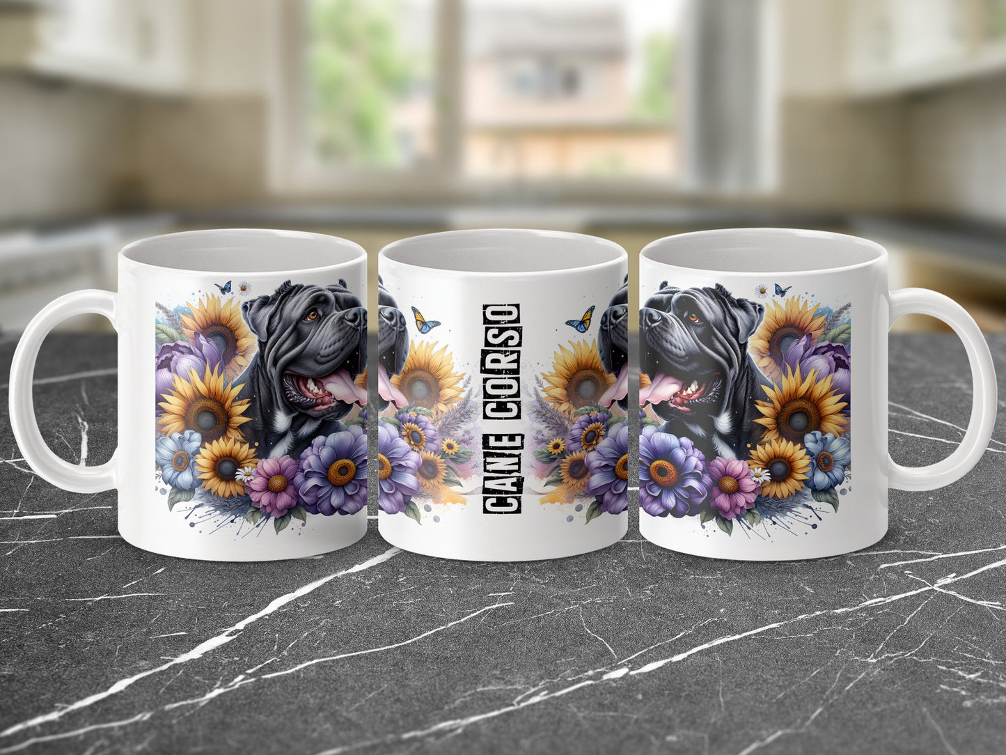 Colorful Cane Corso Mug with Floral Design product type