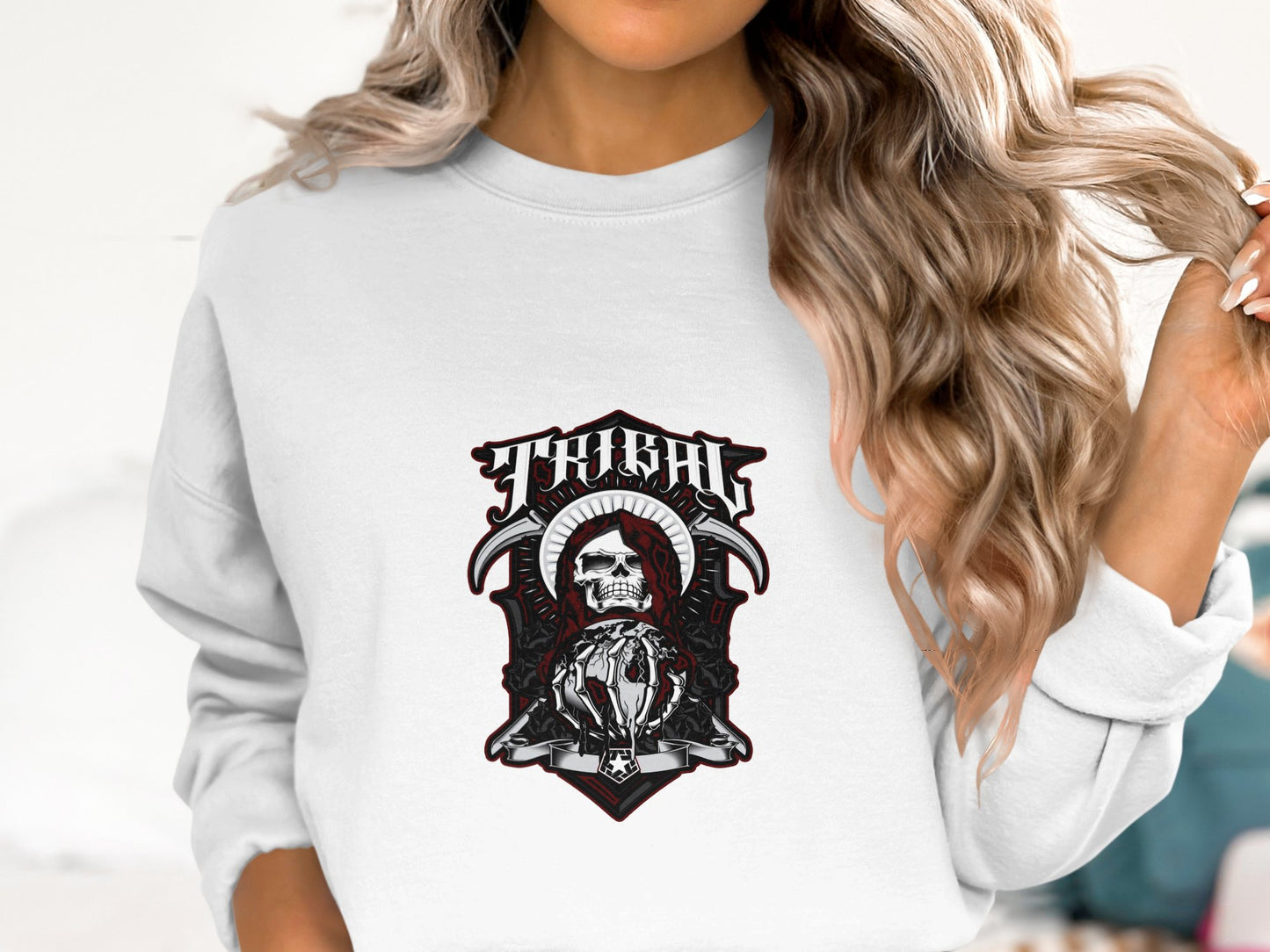 Tribal Skull Graphic Sweatshirt Product