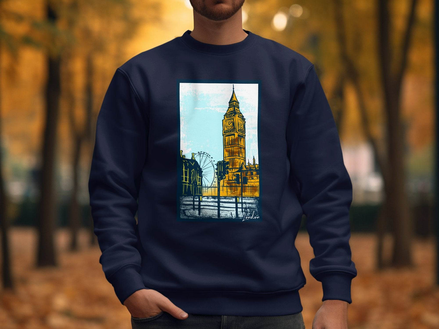 Iconic Big Ben and London Eye Graphic Sweater - Design & Vybe
